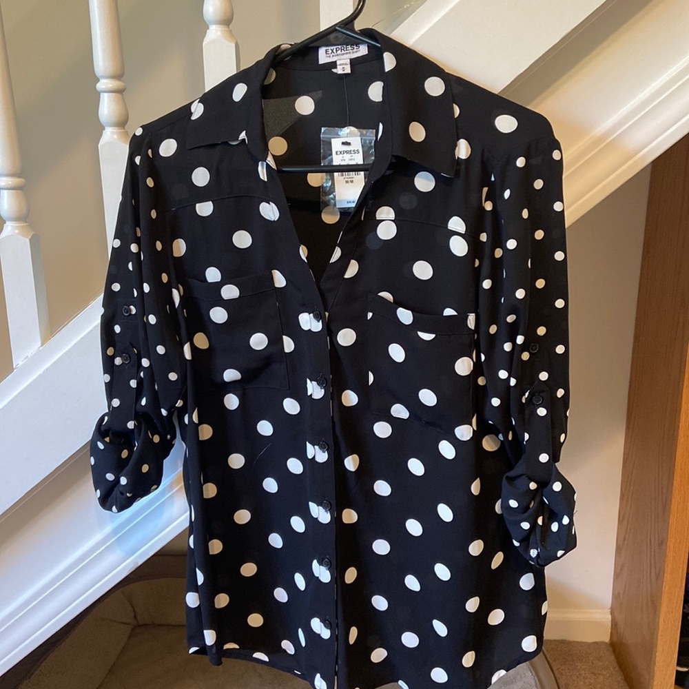 Black and White Polka Dot Express Portofino Shirt